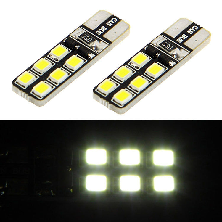 1 Pair T10 White 12 LED 2835 SMD CANBUS Car Signal Light Bulb - Clearance Lights by PMC Jewellery | Online Shopping South Africa | PMC Jewellery | Buy Now Pay Later Mobicred