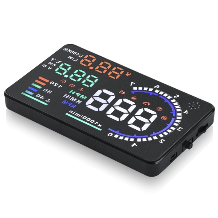 A8 5.5 inch Car OBDII HUD Warning System Vehicle-mounted Head Up Display Projector with LED, Support Fuel Consumption & Over Speed Alarm & Water Temperature & Fault Diagnosis - Head Up Display System by PMC Jewellery | Online Shopping South Africa | PMC Jewellery | Buy Now Pay Later Mobicred