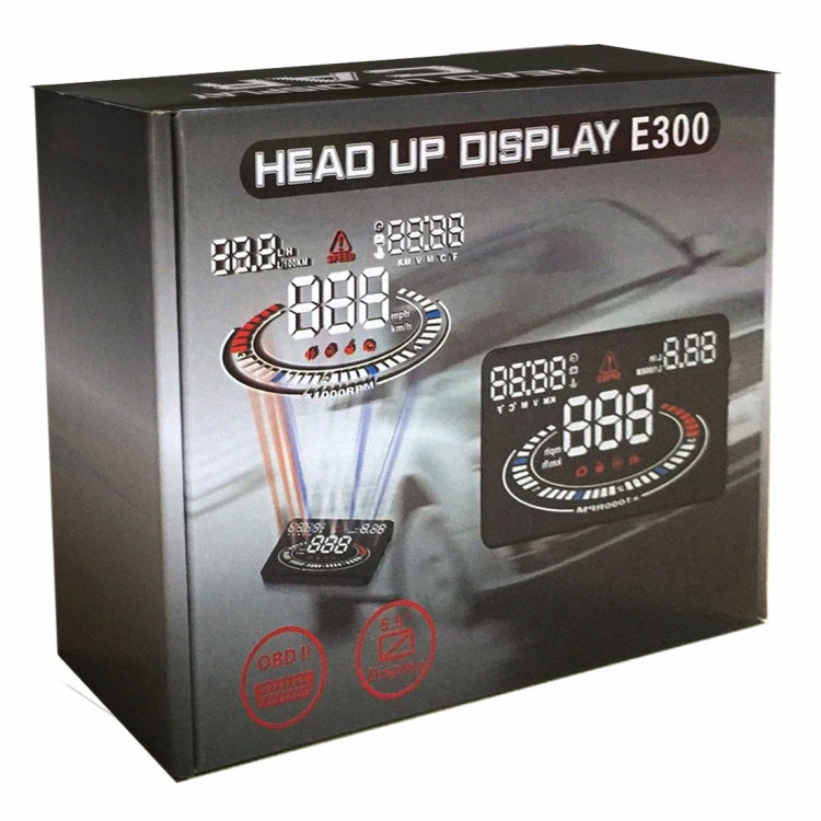 E300 5.5 inch Car OBDII / EUOBD HUD Vehicle-mounted Head Up Display Security System, Support Speed & Fuel Consumption, Overspeed Alarm,  Fuel Consumption, Water Temperature, etc.(Black) - Head Up Display System by PMC Jewellery | Online Shopping South Africa | PMC Jewellery | Buy Now Pay Later Mobicred