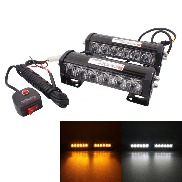 2 PCS  6 inch 6 LED 2 x 18W Car Flash Warning Light Yellow Change White Waterproof Emergency Light, DC 12V - Warning Lights by PMC Jewellery | Online Shopping South Africa | PMC Jewellery | Buy Now Pay Later Mobicred