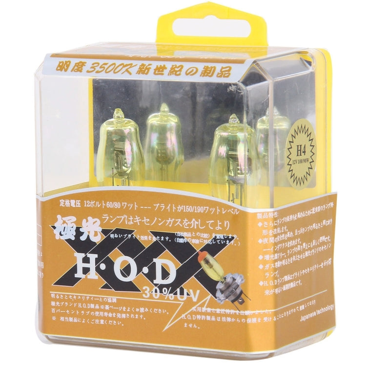 2 X 9006 HOD Halogen Bulbs 12V 100W 2400 LM 3500K Yellow Light Headlights - Halogen Lights by PMC Jewellery | Online Shopping South Africa | PMC Jewellery