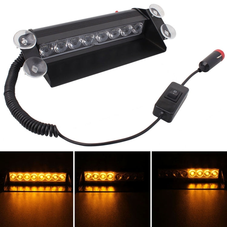 8W 800LM 8-LED Yellow Light 3-Modes Adjustable Angle Car Strobe Flash Dash Emergency Light Warning Lamp with Suckers, DC 12V - Warning Lights by PMC Jewellery | Online Shopping South Africa | PMC Jewellery | Buy Now Pay Later Mobicred