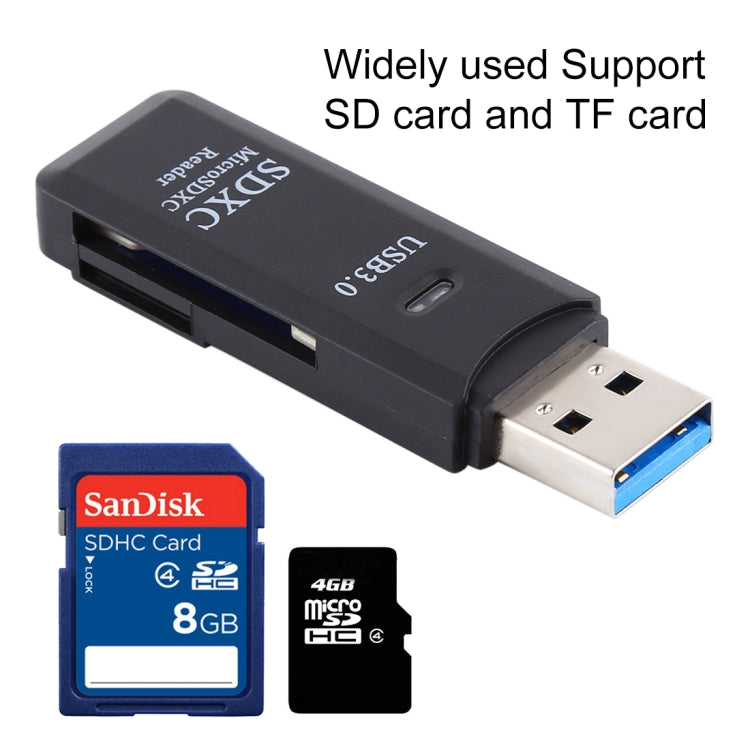 2 in 1 USB 3.0 Card Reader, Super Speed 5Gbps, Support SD Card / TF Card(Black) -  by PMC Jewellery | Online Shopping South Africa | PMC Jewellery | Buy Now Pay Later Mobicred