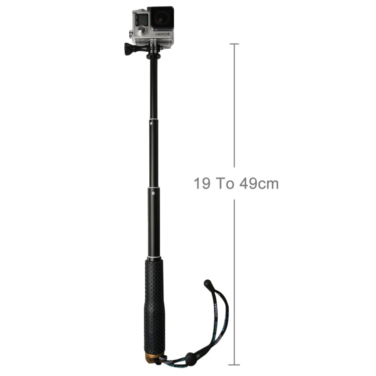 Handheld 49cm Extendable Pole Monopod with Screw for GoPro Hero12 Black / Hero11 /10 /9 /8 /7 /6 /5, Insta360 Ace / Ace Pro, DJI Osmo Action 4 and Other Action Cameras(Gold) - Extendable Pole by PMC Jewellery | Online Shopping South Africa | PMC Jewellery | Buy Now Pay Later Mobicred