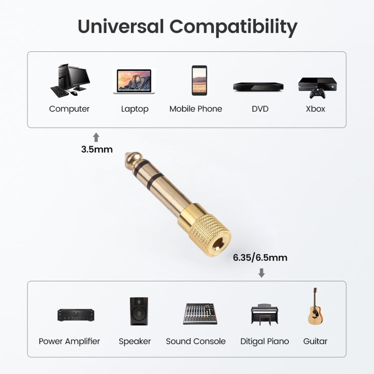 6.35mm Male to 3.5mm Female Audio Jack Adapters (10 Pcs in One Package, the Price is for 10 Pcs) - Connectors & Terminals by PMC Jewellery | Online Shopping South Africa | PMC Jewellery