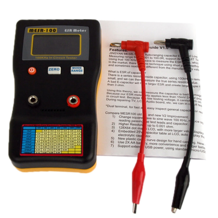 MESR-100 AutoRanging In Circuit ESR Capacitor /Low Ohm Meter Up to 0.01 to 100R(Orange) - Other Tester Tool by BENETECH | Online Shopping South Africa | PMC Jewellery