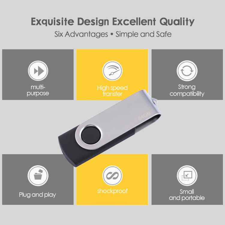 64GB Twister USB 2.0 Flash Disk(Black) - USB Flash Drives by PMC TechLife | Online Shopping South Africa | PMC TechLife | Buy Now Pay Later Mobicred