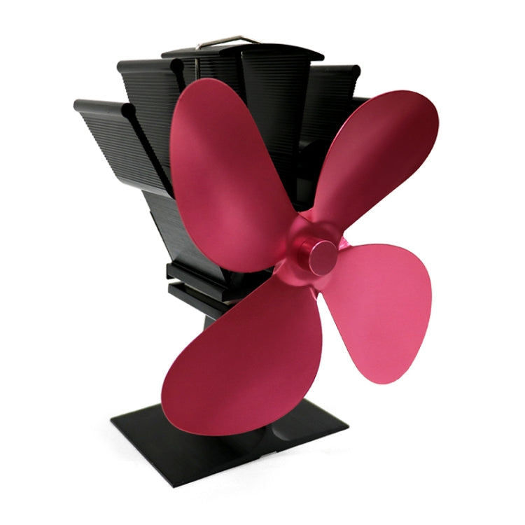 YL603 Eco-friendly Aluminum Alloy Heat Powered Stove Fan with 4 Blades for Wood / Gas / Pellet Stoves (Rose Red) - Fireplace Fan by PMC Jewellery | Online Shopping South Africa | PMC Jewellery | Buy Now Pay Later Mobicred