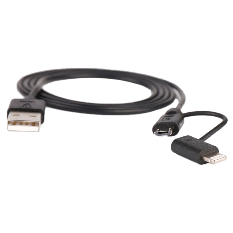 1m MFI 2 in 1 8 pin + Micro USB 2.0 Male to USB Data Sync Charging Cable(Black) - MFI Cable by PMC Jewellery | Online Shopping South Africa | PMC Jewellery | Buy Now Pay Later Mobicred