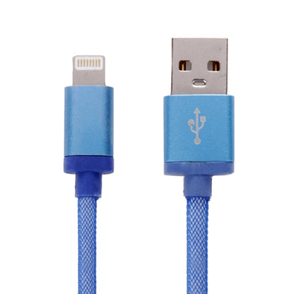 Net Style Metal Head 8 Pin to USB Data / Charger Cable, Cable Length: 25cm(Blue) - Normal Style Cable by PMC Jewellery | Online Shopping South Africa | PMC Jewellery | Buy Now Pay Later Mobicred