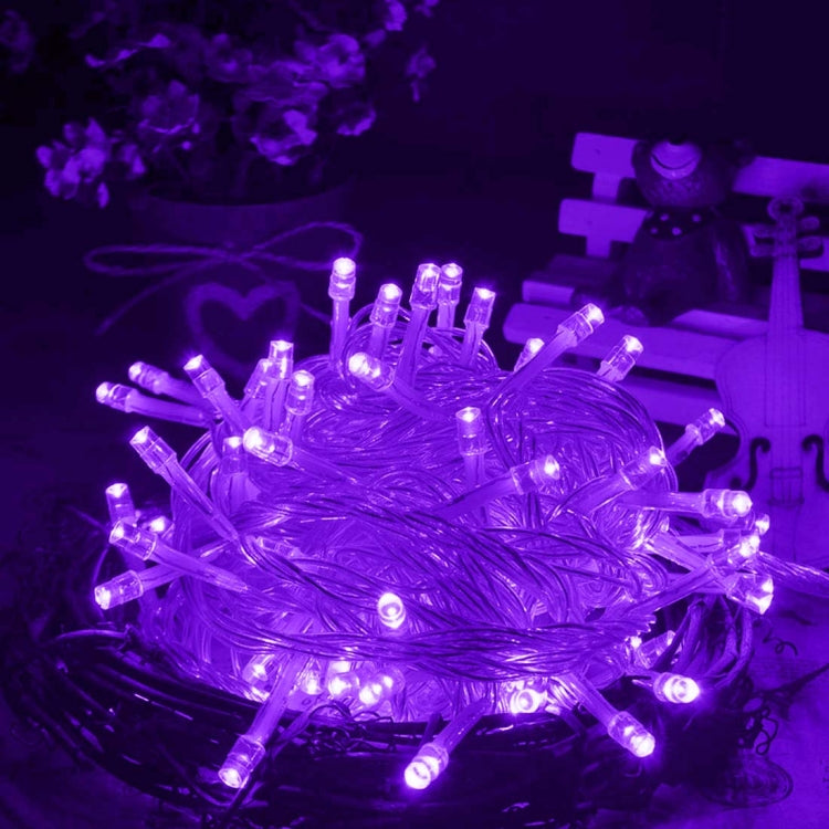 Waterproof  String Light, Length: 10m, 100 LED, Flashing / Fading / Chasing Effect, with Controller, AC 220V, EU Plug(Purple Light) - Holiday Lights by PMC TechLife | Online Shopping South Africa | PMC TechLife | Buy Now Pay Later Mobicred