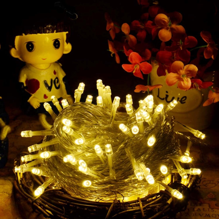 Waterproof  String Light, Length: 10m, 100 LED Light with Controller, Flashing / Fading / Chasing Effect, AC 220V, EU Plug(Orange Light) - Holiday Lights by PMC TechLife | Online Shopping South Africa | PMC TechLife | Buy Now Pay Later Mobicred