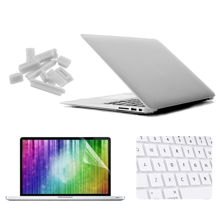 ENKAY for MacBook Air 13.3 inch (US Version) 4 in 1 Frosted Hard Shell Plastic Protective Case with Screen Protector & Keyboard Guard & Anti-dust Plugs(White) - MacBook Air Cases by ENKAY | Online Shopping South Africa | PMC Jewellery | Buy Now Pay Later Mobicred