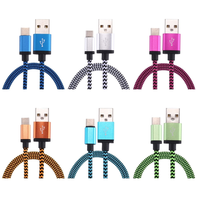 1m Woven Style USB-C / Type-C 3.1 to USB 2.0 Data Sync Charge Cable(Blue) - USB-C & Type-C Cable by PMC Jewellery | Online Shopping South Africa | PMC Jewellery | Buy Now Pay Later Mobicred