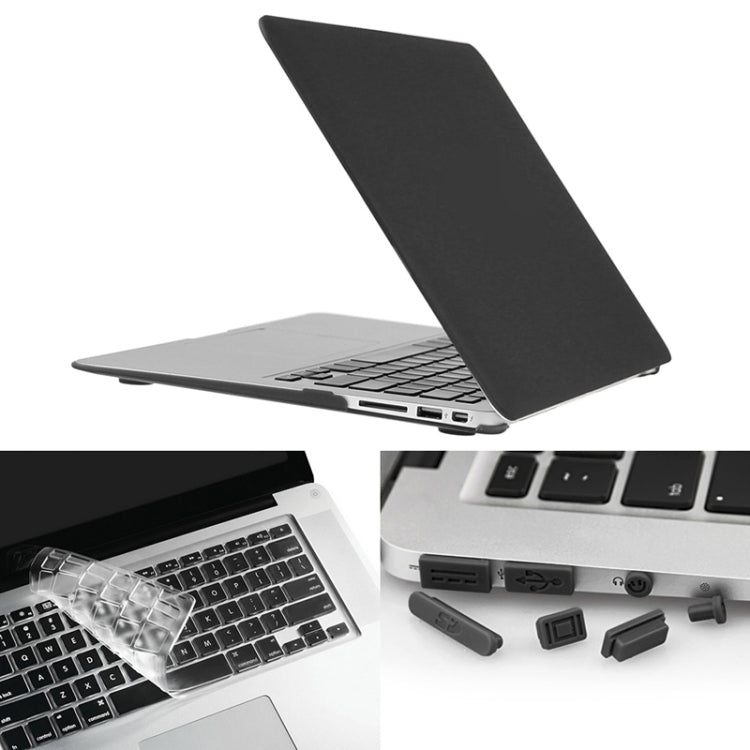 ENKAY for Macbook Air 11.6 inch (US Version) / A1370 / A1465 Hat-Prince 3 in 1 Frosted Hard Shell Plastic Protective Case with Keyboard Guard & Port Dust Plug(Black) - MacBook Air Cases by ENKAY | Online Shopping South Africa | PMC Jewellery | Buy Now Pay Later Mobicred