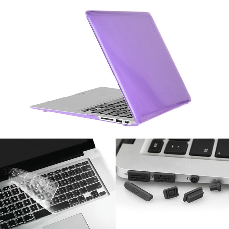 ENKAY for Macbook Air 13.3 inch (US Version) / A1369 / A1466 Hat-Prince 3 in 1 Crystal Hard Shell Plastic Protective Case with Keyboard Guard & Port Dust Plug(Purple) - MacBook Air Cases by ENKAY | Online Shopping South Africa | PMC Jewellery | Buy Now Pay Later Mobicred