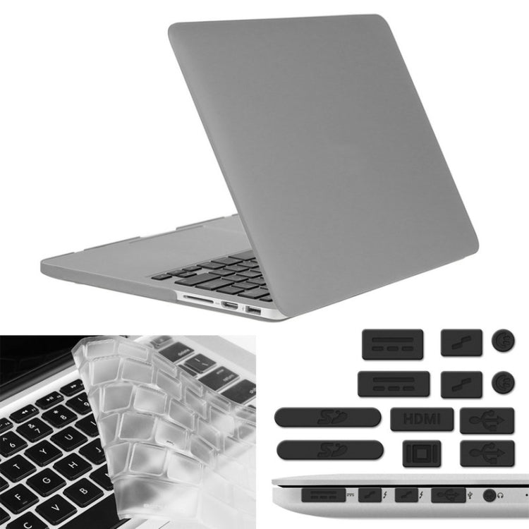 ENKAY for Macbook Pro Retina 15.4 inch (US Version) / A1398 Hat-Prince 3 in 1 Frosted Hard Shell Plastic Protective Case with Keyboard Guard & Port Dust Plug(Grey) - MacBook Pro Cases by ENKAY | Online Shopping South Africa | PMC Jewellery | Buy Now Pay Later Mobicred