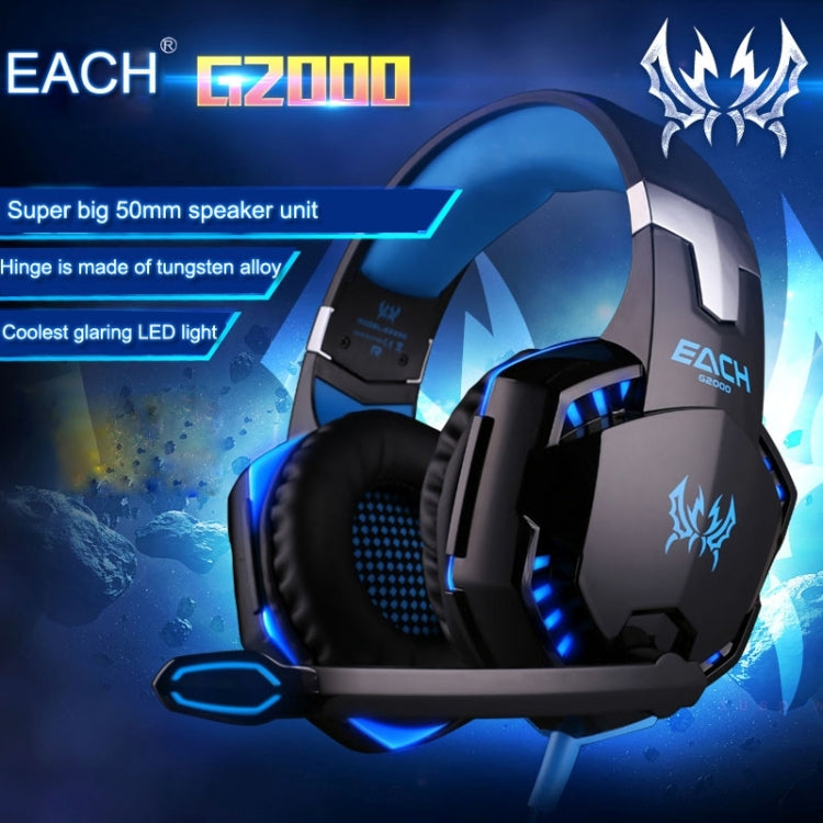 EACH G2000 Over-ear Stereo Bass Gaming Headset with Mic & LED Light for Computer, Cable Length: 2.2m(Orange) - Multimedia Headset by KOTION EACH | Online Shopping South Africa | PMC Jewellery | Buy Now Pay Later Mobicred