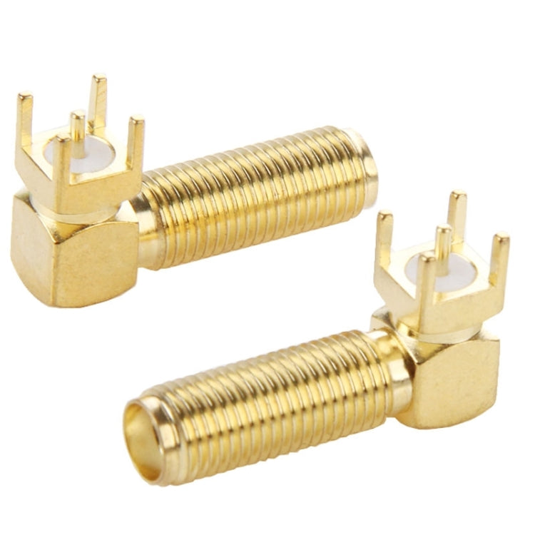 10 PCS Gold Plated SMA Female Right Angle 90 Degrees Panel PCB Mount 4.0mm Square Connector Adapter - Connectors by PMC Jewellery | Online Shopping South Africa | PMC Jewellery | Buy Now Pay Later Mobicred