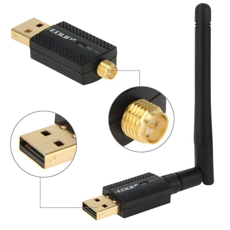 EDUP EP-N1581 Mini USB Wifi 802.11n/g/b 300Mbps 2.4GHz Wireless Adapter External Antenna - USB Network Adapter by EDUP | Online Shopping South Africa | PMC Jewellery | Buy Now Pay Later Mobicred