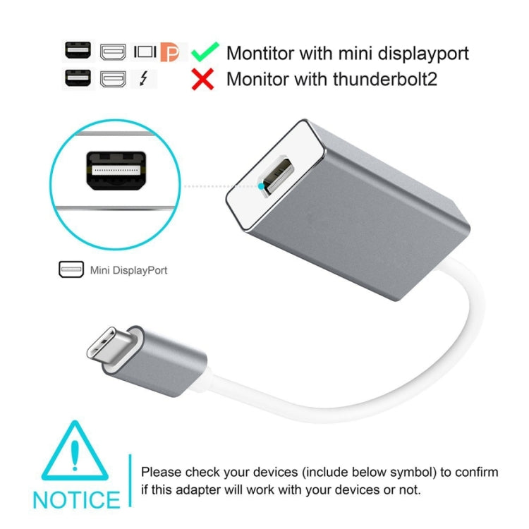 10cm USB-C / Type-C 3.1  to Mini Display Adapter Cable, For MacBook 12 inch, Chromebook Pixel 2015, Nokia N1 Tablet PC(Silver) - free shipping - PMC Jewellery - Order now!