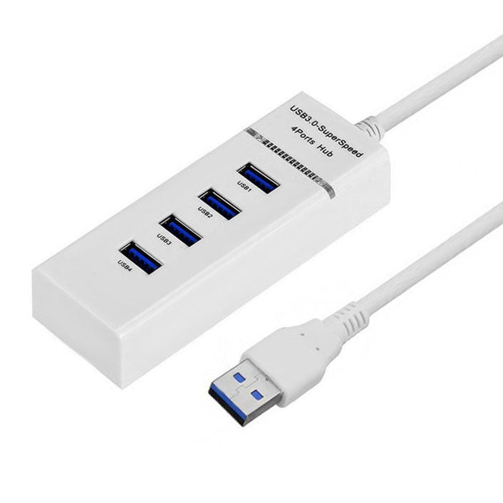 4 Ports USB 3.0 Hub Splitter with LED, Super Speed 5Gbps, BYL-P104(White) - USB 3.0 HUB by PMC TechLife | Online Shopping South Africa | PMC TechLife | Buy Now Pay Later Mobicred
