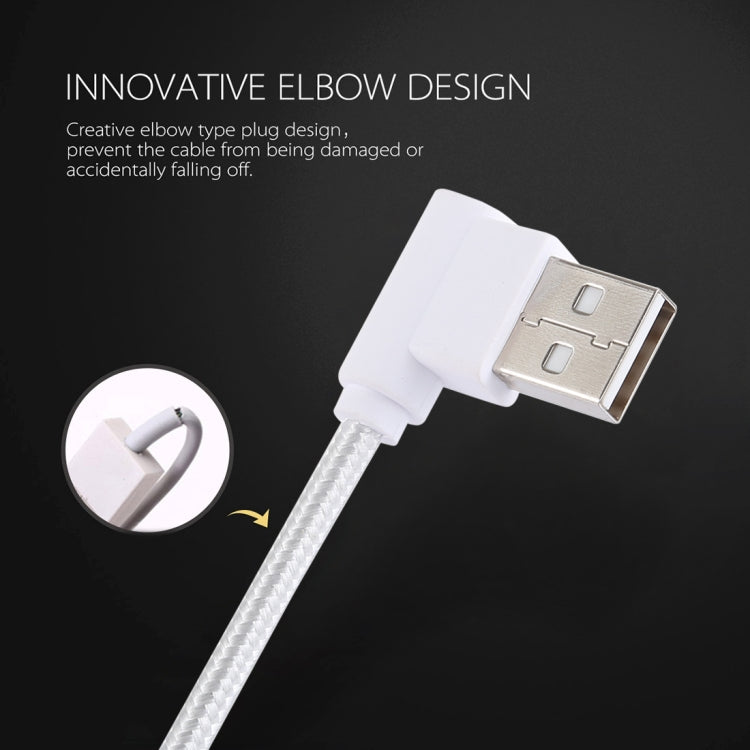 1.2m 2A 90 Copper Wires Woven Elbow USB-C / Type-C 3.1 to USB 2.0 Data / Charger Cable(White) - USB-C & Type-C Cable by PMC TechLife | Online Shopping South Africa | PMC TechLife | Buy Now Pay Later Mobicred