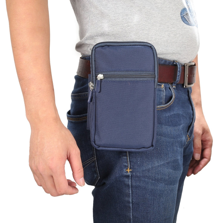 7 inch and Below Universal Polyester Men Vertical Style Case Waist Bag with Belt Hole & Climbing Buckle, For iPhone, Samsung, Sony, Huawei, Meizu, Lenovo, ASUS, Oneplus, Xiaomi, Cubot, Ulefone, Letv, DOOGEE, Vkworld, and other (Dark Blue) - More iPhone Cases by PMC Jewellery | Online Shopping South Africa | PMC Jewellery | Buy Now Pay Later Mobicred