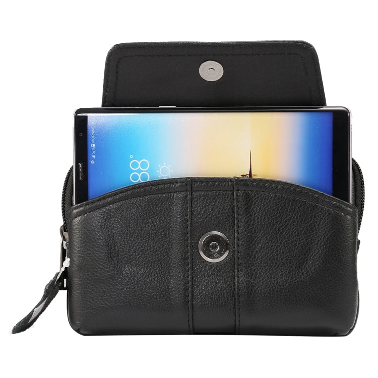 6.0 inch and Below Universal Genuine Leather Men Horizontal Style Case Waist Bag with Belt Hole, For Sony, Huawei, Meizu, Lenovo, ASUS, Cubot, Oneplus, Xiaomi, Ulefone, Letv, DOOGEE, Vkworld, and other Smartphones(Black) - More iPhone Cases by PMC Jewellery | Online Shopping South Africa | PMC Jewellery | Buy Now Pay Later Mobicred