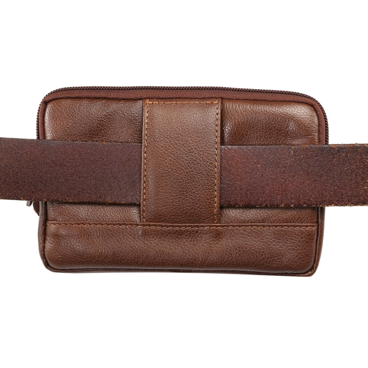 6.0 inch and Below Universal Genuine Leather Men Horizontal Style Case Waist Bag with Belt Hole, For Sony, Huawei, Meizu, Lenovo, ASUS, Cubot, Oneplus, Xiaomi, Ulefone, Letv, DOOGEE, Vkworld, and other Smartphones(Coffee) - More iPhone Cases by PMC Jewellery | Online Shopping South Africa | PMC Jewellery | Buy Now Pay Later Mobicred