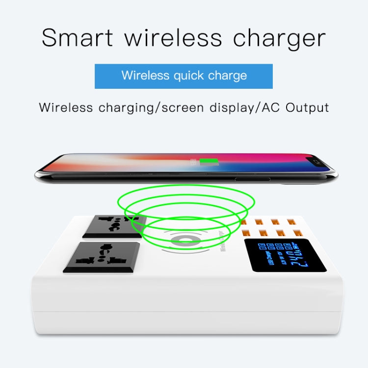 YC-CDA10W 10W Multi Port USB Intelligent Digital Display Fast Charging Wireless Charger, EU Plug - Multifunction Charger by PMC Jewellery | Online Shopping South Africa | PMC Jewellery | Buy Now Pay Later Mobicred