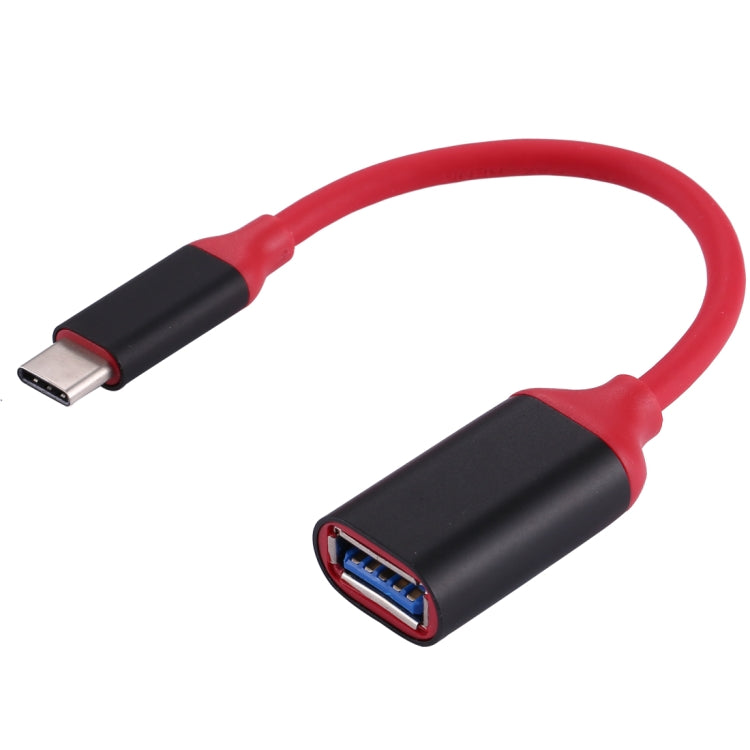 15cm Aluminum Alloy Head USB-C / Type-C 3.1 Male to USB 3.0 Female OTG Converter Adapter Cable(Red) - OTG Adapter by PMC Jewellery | Online Shopping South Africa | PMC Jewellery | Buy Now Pay Later Mobicred