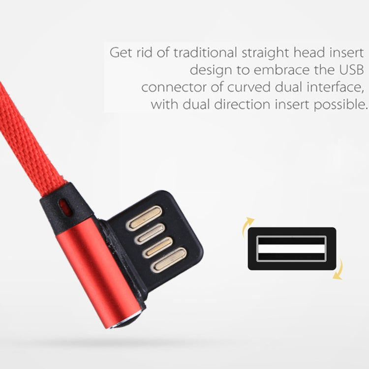 1m 2.4A Output USB to USB-C / Type-C Double Elbow Design Nylon Weave Style Data Sync Charging Cable(Red) - free shipping - PMC TechLife - Order now!