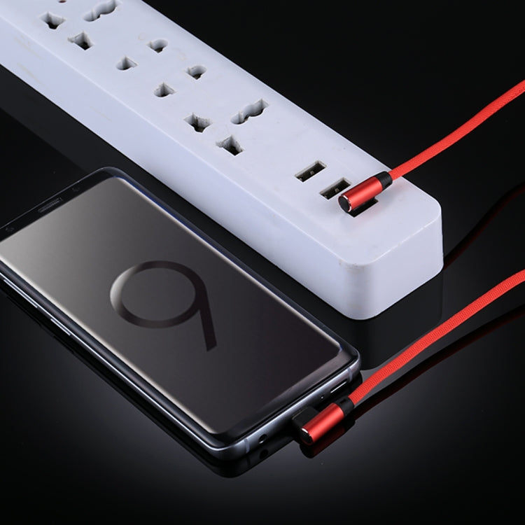1m 2.4A Output USB to USB-C / Type-C Double Elbow Design Nylon Weave Style Data Sync Charging Cable(Red) - free shipping - PMC TechLife - Order now!