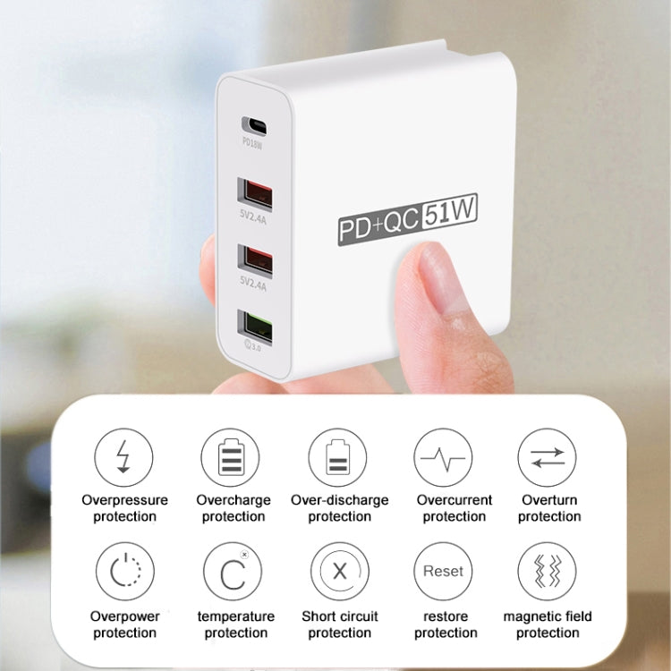 WLX-A6 4 Ports Quick Charging USB Travel Charger Power Adapter, US Plug - USB Charger by PMC Jewellery | Online Shopping South Africa | PMC Jewellery | Buy Now Pay Later Mobicred