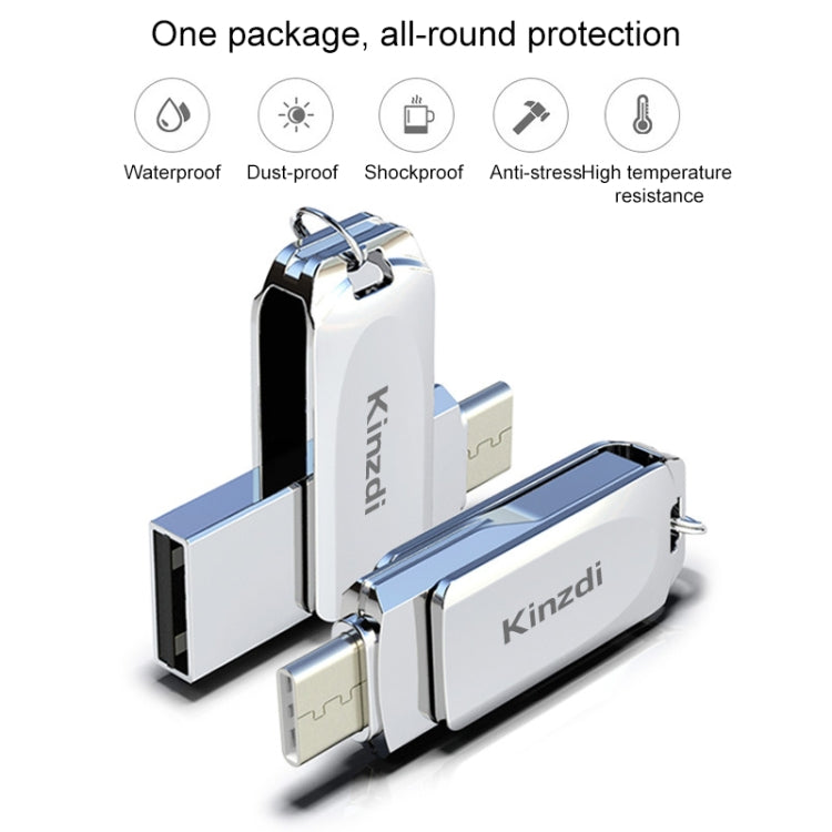 Kinzdi 128GB USB + Type-C Interface Metal Twister Flash Disk V8 (Silver) - USB Flash Drives by Kinzdi | Online Shopping South Africa | PMC Jewellery | Buy Now Pay Later Mobicred