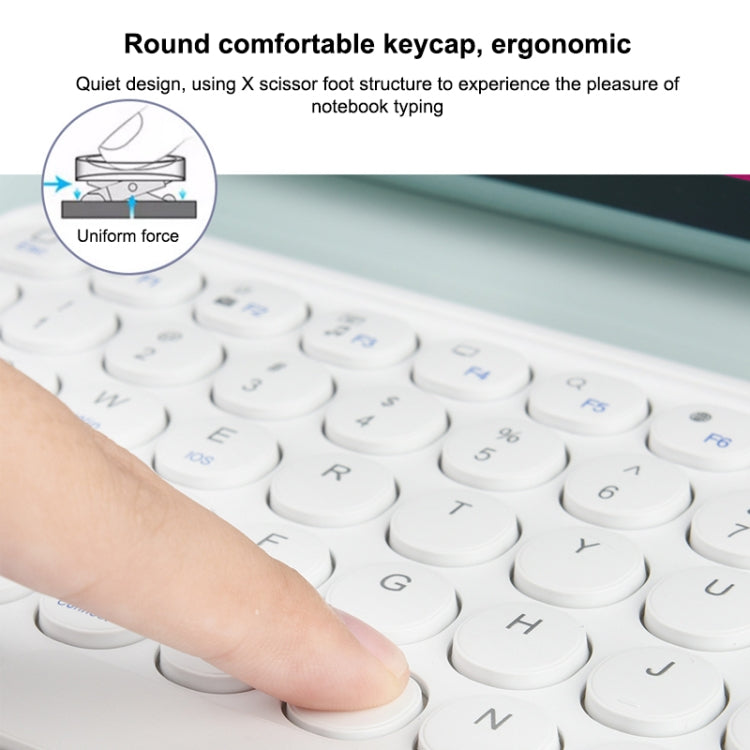 250C 10 inch Universal Tablet Round Keycap Wireless Bluetooth Keyboard with Touch Panel (Green) - Universal Keyboard by PMC TechLife | Online Shopping South Africa | PMC TechLife