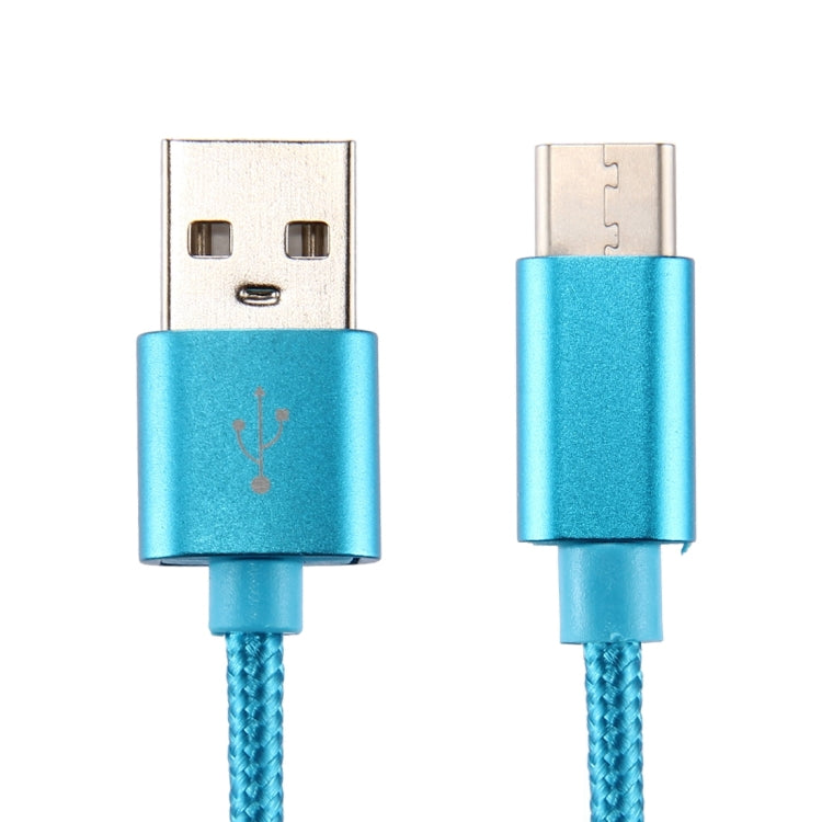 Knit Texture USB to USB-C / Type-C Data Sync Charging Cable, Cable Length: 2m, 3A Output(Blue) - USB-C & Type-C Cable by PMC TechLife | Online Shopping South Africa | PMC TechLife | Buy Now Pay Later Mobicred