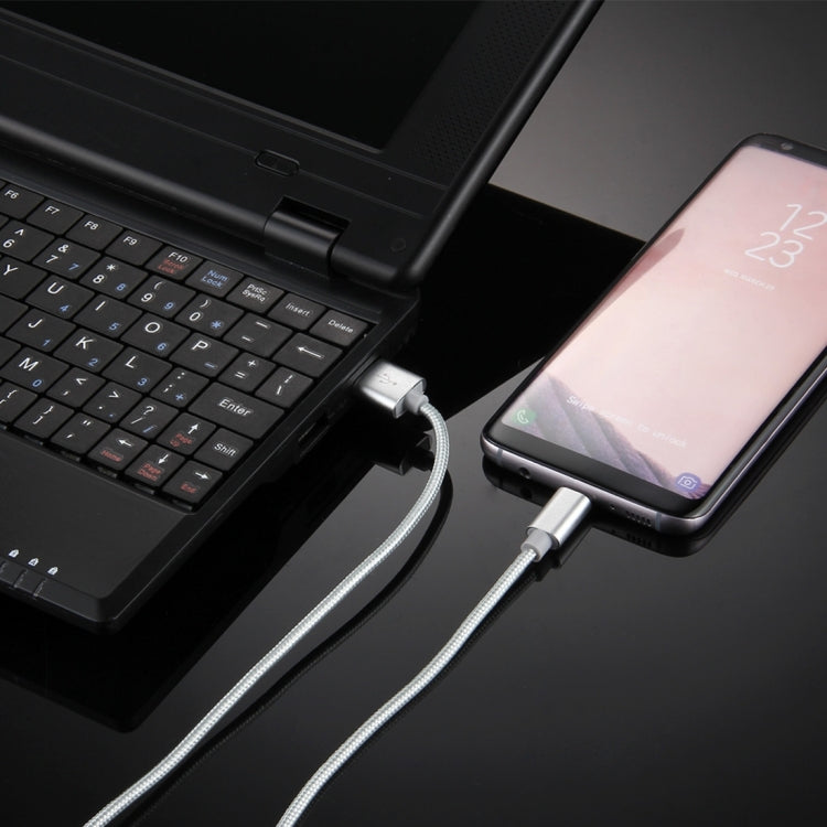 Knit Texture USB to USB-C / Type-C Data Sync Charging Cable, Cable Length: 2m, 3A Output(Silver) - USB-C & Type-C Cable by PMC TechLife | Online Shopping South Africa | PMC TechLife | Buy Now Pay Later Mobicred