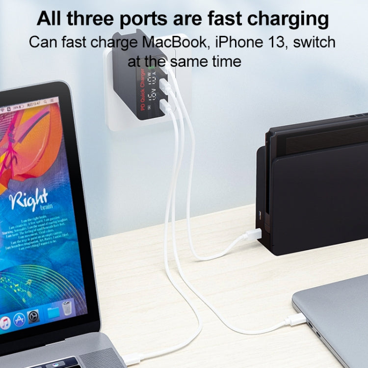 WLX-X8 65W Max 3 Ports USB-C / Type-C Quick Charger Adapter, US Plug (Black) - free shipping - PMC Jewellery - Order now!