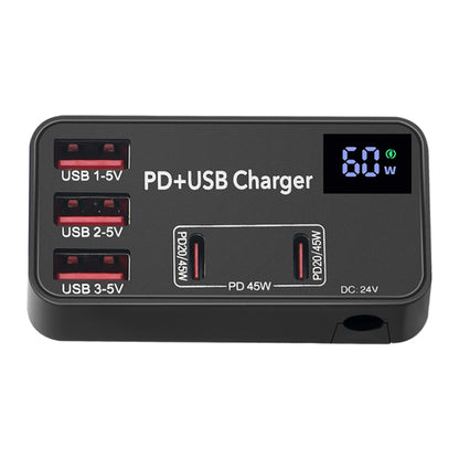 988B 5 in 1 DC 24V Dual USB-C/Type-C+3 USB Ports Multifunctional Digital Display Fast Charger - Multifunction Charger by PMC Jewellery | Online Shopping South Africa | PMC Jewellery | Buy Now Pay Later Mobicred