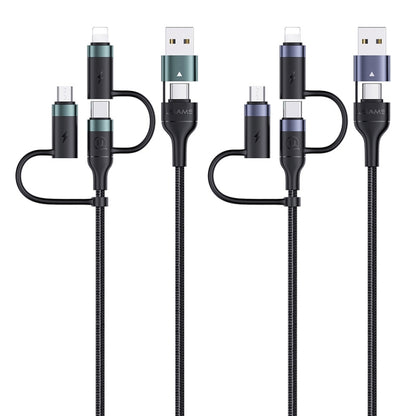 USAMS US-SJ547 U62 USB + Type-C / USB-C toType-C / USB-C + 8 Pin + Micro Aluminum Alloy PD Fast Charging Data Cable, Length: 1.2m(Green) - Multifunction Cable by USAMS | Online Shopping South Africa | PMC Jewellery | Buy Now Pay Later Mobicred