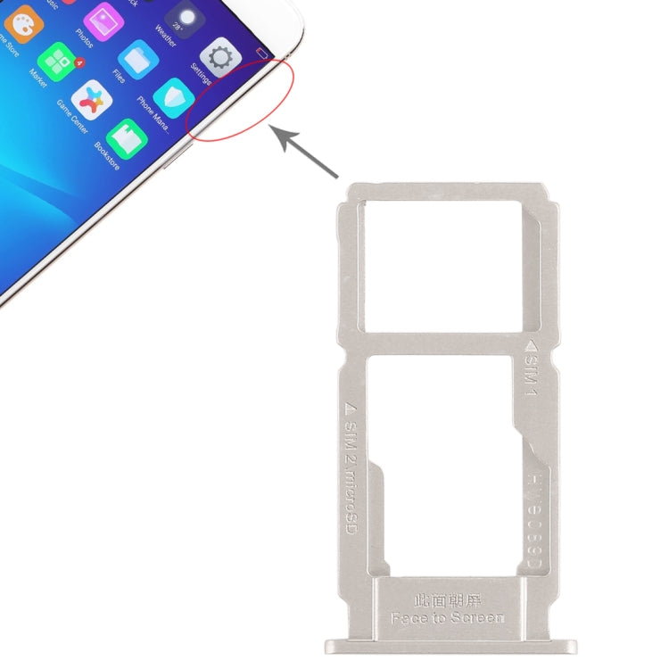 For OPPO R11 SIM Card Tray + SIM Card Tray / Micro SD Card Tray (Silver) - Card Tray by PMc TechLife | Online Shopping South Africa | PMc TechLife | Buy Now Pay Later Mobicred