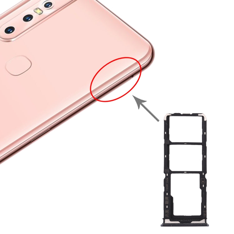 For Vivo Y7s SIM Card Tray + SIM Card Tray + Micro SD Card Tray (Black) - free shipping - PMc TechLife - Order now!