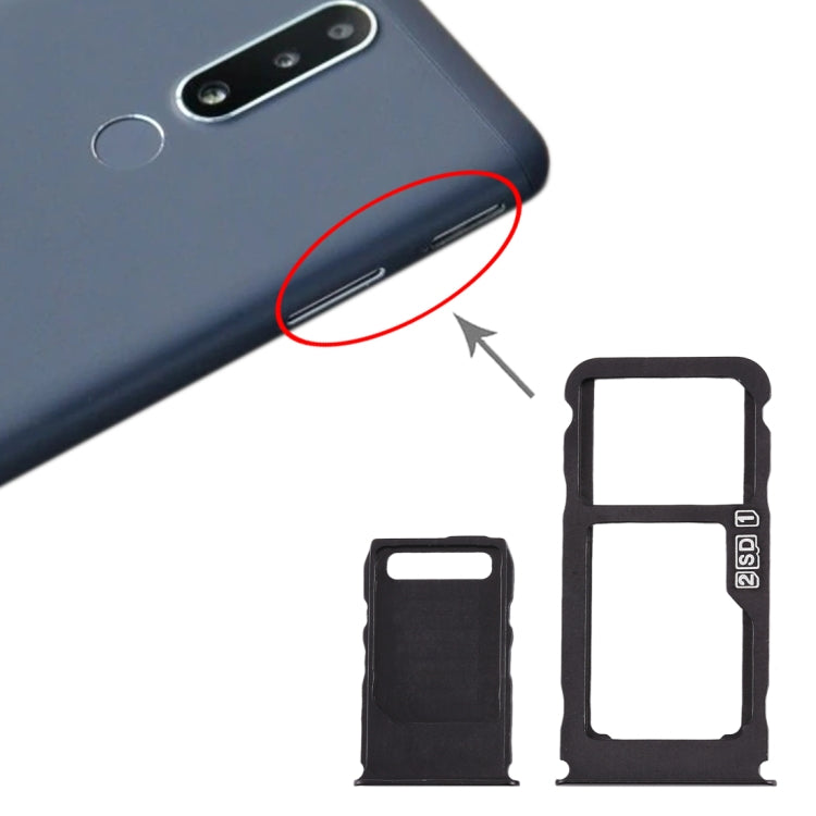 SIM Card Tray + SIM Card Tray + Micro SD Card Tray for Nokia 3.1 Plus (Blue) - Card Tray by PMc TechLife | Online Shopping South Africa | PMc TechLife | Buy Now Pay Later Mobicred