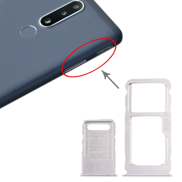 SIM Card Tray + SIM Card Tray + Micro SD Card Tray for Nokia 3.1 Plus (White) - Card Tray by PMc TechLife | Online Shopping South Africa | PMc TechLife | Buy Now Pay Later Mobicred