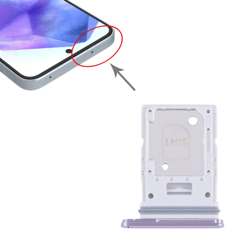 For Samsung Galaxy A55 SM-A556B Original SIM Card Tray + SIM / Micro SD Card Tray (Purple) - Card Socket by PMC Jewellery | Online Shopping South Africa | PMC Jewellery | Buy Now Pay Later Mobicred