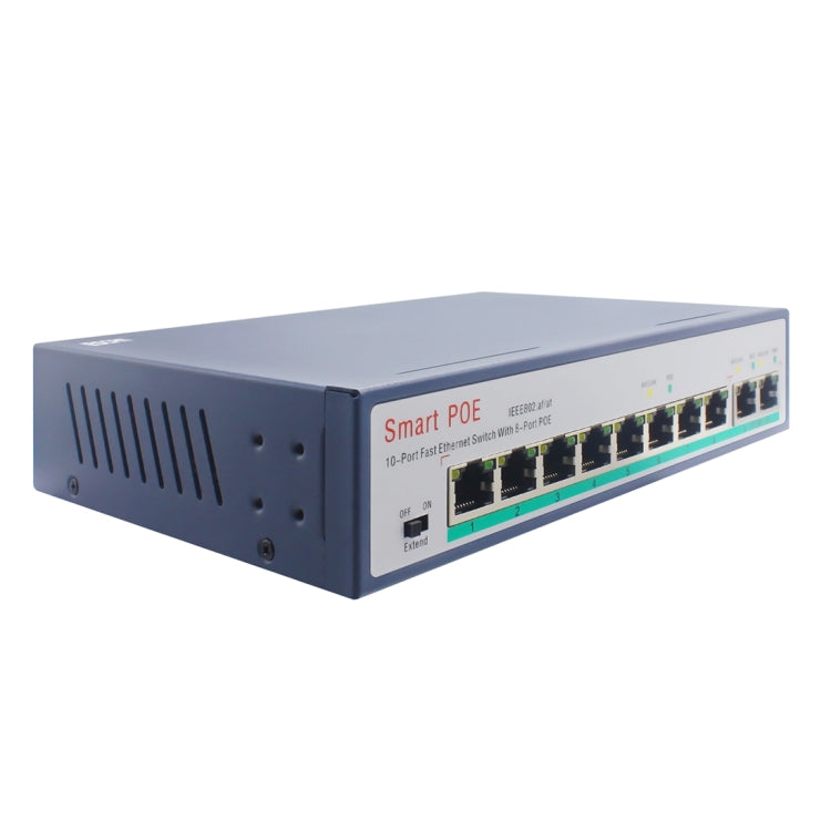 ESCAM POE 8+2 10-Port Fast Ethernet Switch 8-Port POE 10/100M 120W Network Switch, Transmission Distance: 150m(Blue) - Switch by ESCAM | Online Shopping South Africa | PMC Jewellery | Buy Now Pay Later Mobicred