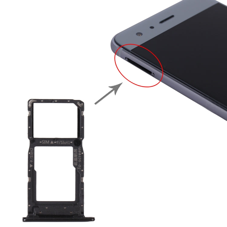 SIM Card Tray + SIM Card Tray / Micro SD Card Tray for Honor 9S (Black) - Card Socket by PMc TechLife | Online Shopping South Africa | PMc TechLife | Buy Now Pay Later Mobicred
