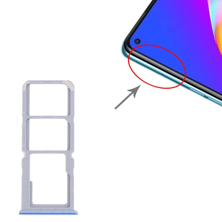 For OPPO A54 CPH2239 / A55 4G SIM Card Tray + SIM Card Tray + Micro SD Card Tray(Blue) - Card Socket by PMc TechLife | Online Shopping South Africa | PMc TechLife | Buy Now Pay Later Mobicred